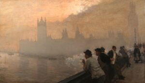 Giuseppe De Nittis, The Palace of Westminster, London, 1878 Oil on canvas, 43.3 x 75.5 in Private collection