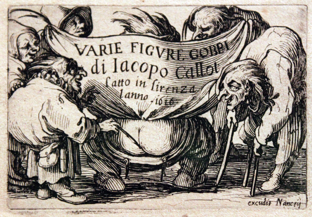 Jacques Callot, Hunchbacked Figures: Frontispiece, 1616 Etching Städel Museum, Frankfurt