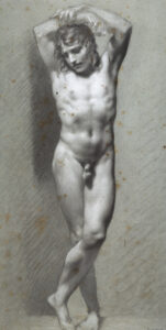 Pierre-Paul Prud'hon, Standing Man Pierre noire, white chalk on paper