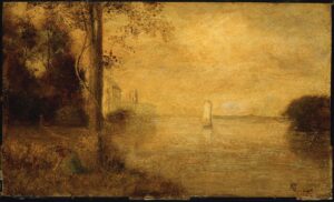 Albert Pinkham Ryder, The Golden Hour, Undated Oil on canvas, 7.5 x 12.5 in Museum of Fine Arts Boston