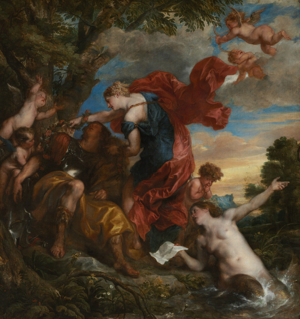 Sir Anthony van Dyck, Rinaldo and Armida, 17th century Oil on canvas, 92.6 x 90 in Baltimore Museum of Art