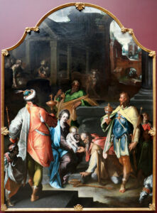 Bartholomeus Spranger, The Adoration of the Kings, c 1595 Oil on canvas, 78.6 x 56.5 in National Gallery, London