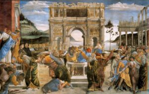 Sandro Botticelli, Punishment of the Sons of Corah, 1481-1482 Fresco, 11.4 x 18.7 ft Sistine Chapel