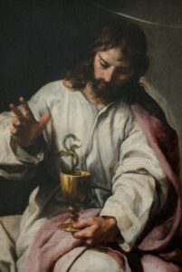 Alonso Cano, Saint John the Evangelist and the Poisoned Cup, 1636 - 1638 Oil on canvas, 21 x 13.9 in Louvre Museum, Paris
