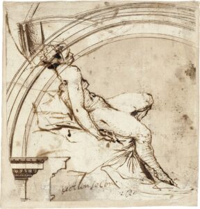 Alonso Cano, Female Nude, 1645 - 1650 Drawing, 6.41 x 6.22 in Museo del Prado, Madrid