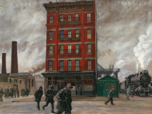 Reginald Marsh, Death Avenue, 1927 Oil, charcoal, fabricated chalk, and ink on canvas, 30 × 40 in Whitney Museum of American Art, New York