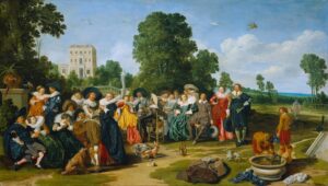 Dirck Hals, Fête Champêtre, 1627 Oil on panel, 30.5 x 53.4 in Rijksmuseum, Amsterdam