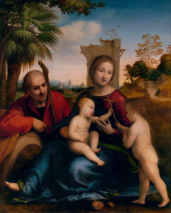 Fra Bartolomeo, The Rest on the Flight into Egypt with St. John the Baptist, c 1509 Oil on panel, 50.9 x 42 in Getty Center, Los Angeles