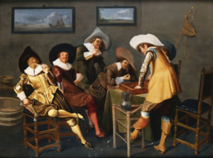 Dirck Hals, Gentlemen Smoking and Playing Backgammon in a Tavern, 1627 Oil on canvas