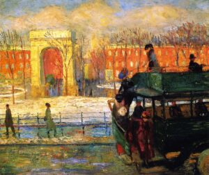 William James Glackens, Descending From the Bus, 1910