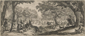 Jacques Callot, The Stag Hunt, 1619 Etching on laid paper, 18.4 x 7.9 in Museum of Fine Arts, Houston