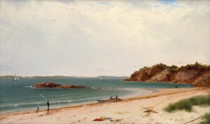 John Frederick Kensett, View of the Beach At Beverly, Massachusetts, 1860 Oil on canvas, 14.2 x 24.2 in Santa Barbara Museum of Art