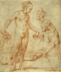Rosso Fiorentino, Judith with the Head of Holophernes, c 1535 - 1540 Red chalk on gray buff paper, 9.1 x 7.7 in) Los Angeles County Museum of Art