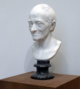 Jean-Antoine Houdon, Marble Bust of Voltaire, 1778 Marble, 14.5 x 8.4 x 8.3 in Fine Arts Museum of Angers, France.