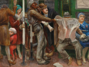 Reginald Marsh, People Seated and Standing in Subway, 1930 Oil and tempera on canvas, 36 1/8 × 48 in Whitney Museum of American Art, New York
