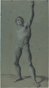 Pierre-Paul Prud'hon, Male Nude Study, unknown date Charcoal heightened with white chalk on blue paper, 17 13/16 x 9 13/16 in National Gallery of Art, Washington DC