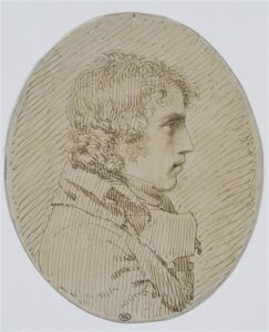 Pierre-Paul Prud'hon, Self-Portrait, c 1788 - 1790 Pen and brown ink on white paper, 5.9 x 4.9 in Louvre Museum, Paris