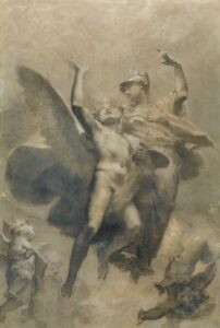 Pierre-Paul Prud'hon, Minerva Leading the Genius of Arts to Immortality, c 1806 Black and white chalk on paper, 16.7 x 11.2 in Private collection