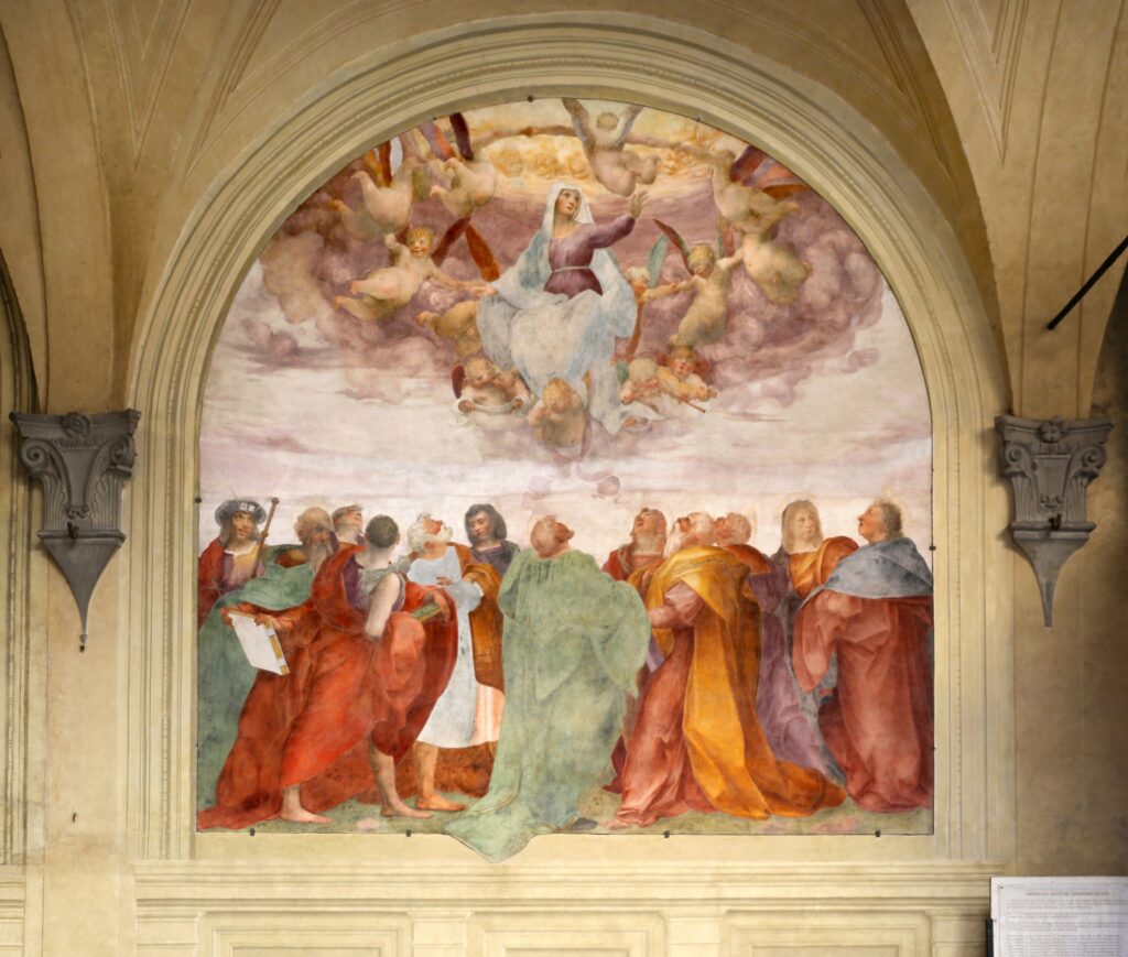 Rosso Fiorentino, Assumption of the Virgin Fresco, 12.6 x 11 ft Santissima Annunziata, Florence