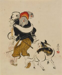 Shibata Zeshin, Dog Barking at a Monkey Trainer Minneapolis Institute of Art