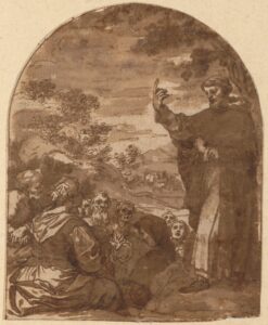 Alonso Cano, St. Vincent Ferrer Preaching, 1665 Pen and brown ink, brush and brown wash, on buff paper, 5 5/8 x 4 1/2 in Metropolitan Museum of Art, New York