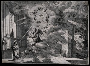 Jacques Callot, The Annunciation Engraving, 5.7 x 8 in Wellcome Collection