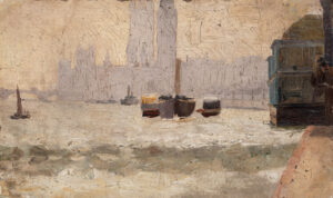 Tom Roberts, Fog, Thames Embankment, 1884 Oil on paperboard, 5.2 x 8.5 in Art Gallery of New South Wales, Sydney
