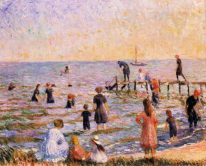 William James Glackens, Bathing at Bellport, Long Island, 1911 Oil on canvas, 26-1/16 x 32 in Brooklyn Museum, New York
