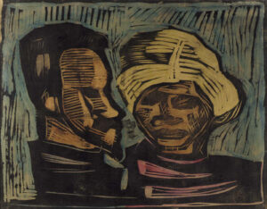 William H Johnson, Willie and Holcha, 1939 - 1940 Hand-colored woodcut on paper, 14 1/8 x 17 1/4 in Smithsonian American Art Museum, Washington, DC