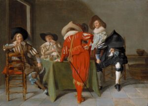 Dirck Hals, Interior with Figures Oil on panel, 14.2 x 18.9 in Private collection