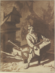 Cornelis Dusart, The Ox Dealer With Wheelbarrows and Trough, unknown date Ink on paper, 7.8 x 5.9 in Städel Museum, Frankfurt