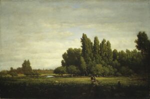 Théodore Rousseau, Meadow Bordered by Trees, c 1845 Oil on panel, 16.3 x 24.3 in Metropolitan Museum of Art, New York
