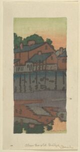 Arthur Wesley Dow, Above the Old Bridge, Ipswich, or Little Venice, c 1893 – 95 Color woodcut, 5 x 2 1/4 in Metropolitan Museum of Art, New York