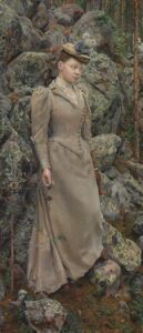 Akseli Gallen-Kallela, Portrait of the Artist's Wife, 1893 Oil on canvas, 58.4 x 25.1 in Finnish National Gallery, Helsinki