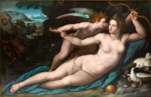 Alessandro Allori, Venus and Cupid, c 1570 Oil on wood, 11.4 x 15.4 in Uffizi Gallery, Florence