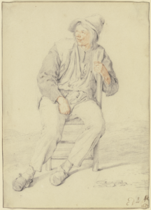 Cornelis Dusart, Farmer on a Chair, Turned to the Left, 1687 Chalk on paper, 10.6 x 7.6 in Städel Museum, Frankfurt