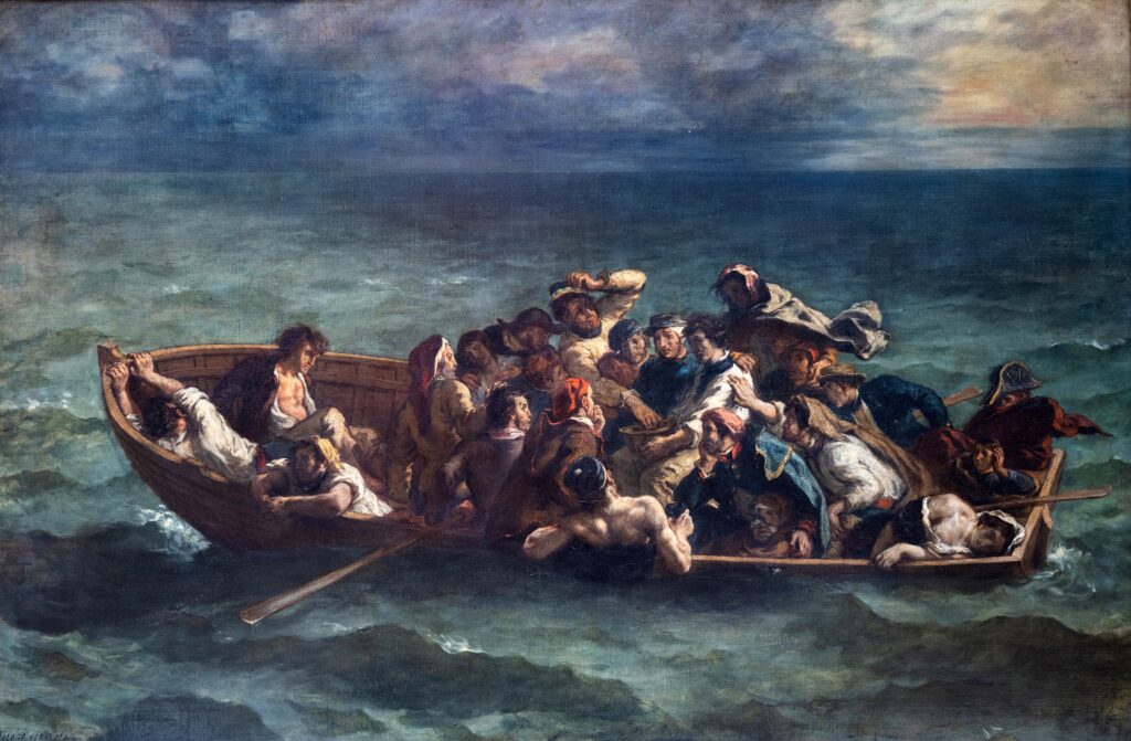 Eugène Delacroix, Shipwreck of Don Juan, 1840, Oil on canvas, 53.1 x 77.1 inLouvre Museum, Paris