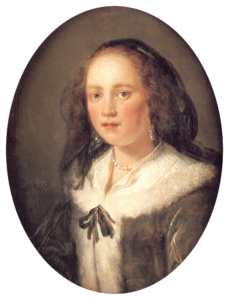 Gerrit Dou, Young Woman in a Black Veil, c 1660 Oil on canvas, 5.7 x 4.6 in National Gallery, London