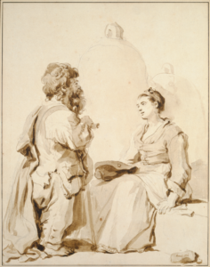 Jean-Honoré Fragonard, A Dwarf and a Young Woman in Conversation, 1774 Ink, 14.4 x 11.3 in Städel Museum, Frankfurt