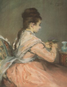 Eva Gonzàles, Bouquet of Violets, c 1877 - 1878 Pastel, 9.4 x 7.3 in Private collection