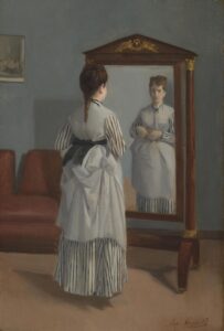 Eva Gonzàles, The Full-length Mirror, c 1869 - 1870 Oil on canvas, 15.3 x 10.4 in National Gallery, London
