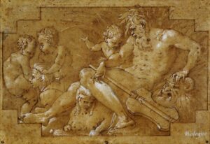 Francesco Primaticcio, The Nile, 1540s Black chalk, pen and brown ink Beaux-Arts de Paris