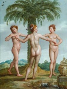 Francesco Primaticcio, The Three Graces, 16th century Oil on panel, 29.4 x 22.4 in Bowes Museum, Barnard Castle, UK