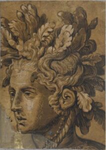 Frans Floris, Hair With Leaves, 1541 - 1570 Drawing on paper Bibliothèque nationale de France