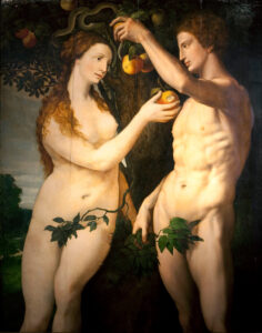 Frans Floris, The Fall of Man, c 1560 Oil on wood panel, 5.6 x 4.4 in Malmö Art Museum, Sweden