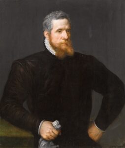 Frans Floris, Portrait of a Bearded Man in Black, Holding a Handkerchief, c 1560 - 1569 Oil on panel, 33.4 x 28.9 in