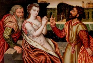 Frans Floris, Susannah and the Elders / Allegory of the Transience of Life, c 1550 Oil on panel, 17.3 x 22.4 in Shakespeare Birthplace Trust, Stratford-on-Avon, UK