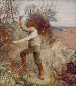 Sir George Clausen, A Boy Cutting a Stick, 1890 Watercolor on paper, 27 x 20 in Birmingham Museum and Art Gallery, UK