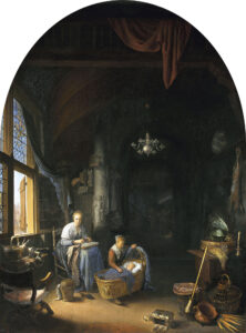Gerrit Dou, The Young Mother, 1658 Oil on panel, 29 x 21.8 in Mauritshuis, The Hague