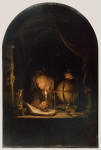 Gerrit Dou, Astronomer by Candlelight, late 1650s Oil on panel, 12.6 x 8.3 in Getty Center, Los Angeles